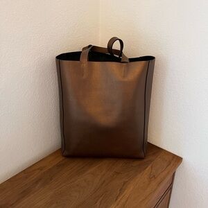 Italian saffiano leather tote bag brown